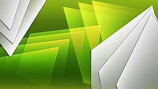 white and green geometric digital wallpaper